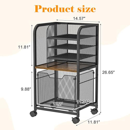 Feyejade 5-Tier Rolling File Cart Cabinet Under Desk Storage Organizer - size: 5-Tier