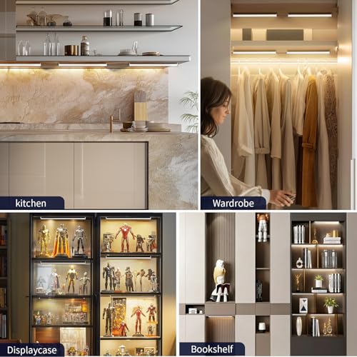 VST Touch Control 6 Pack Under Cabinet Lighting, 2700K-6500K, Black | LED Cabinet Light Bars, Dimmable & Adjustable Color Temperature, Ultra Thin Linkable Under Counter Lights for Kitchen, Closet - color: Black