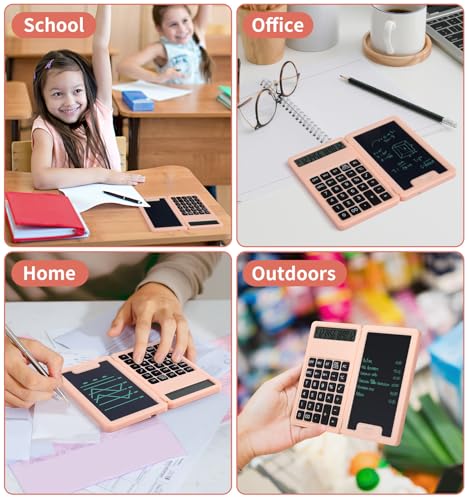 Desk Portable Basic Calculator with Notepad and Stylus, 12 Digit Large Display Multi-Function for Office, School, Home & Basic Financial (Pink) | Basic Calculator, More Lightweight and Portable, 12 Digit Large Display Multi-Function for Office, Home & Fin