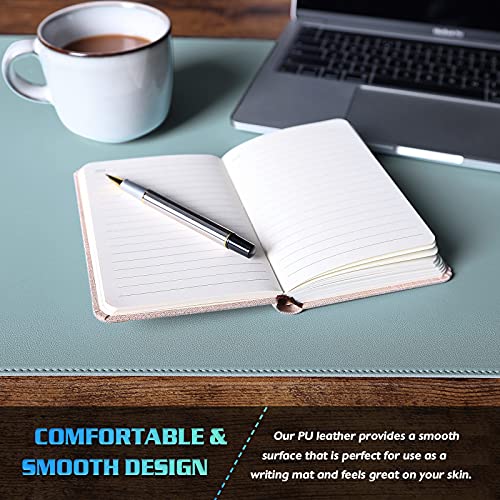 K KNODEL Small Sewing Leather Desk Mat, Desk Pad (Light Blue, 23.6"x13.8") - color: Light Blue/Silver, size: 23.6" x 13.8"