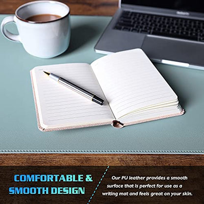 K KNODEL Small Sewing Leather Desk Mat, Desk Pad (Light Blue, 23.6"x13.8") - color: Light Blue/Silver, size: 23.6" x 13.8"