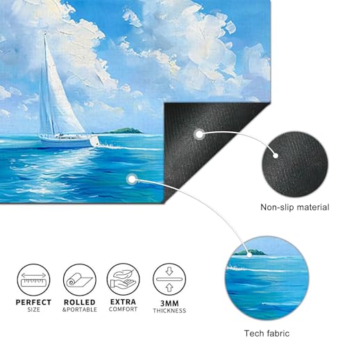 HOMETITUTE Large Mouse Pad 31.5x11.8 Inch Gaming Mousepad Blue Sea Island Art Non-Slip Keyboard Desktop Protector Mat XL Mouse Pad for Home Office Laptop Wireless Mice Accessories - color: Blue Sea Island Art