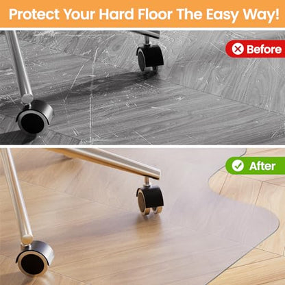 Yecaye Desk Chair Mat for Hardwood Floor, Office PVC Computer Chair Mat, Floor Protector for Rolling Chairs (Transparent, 45" x 53") - size: 45" x 53"