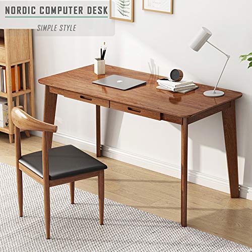 IOTXY Solid Wood Writing Desk - Home Office Laptop Computer Table, Walnut - color: Walnut, size: 120CM