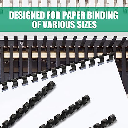 Maitys 300 Pcs Plastic Binding Combs Bulk 19 Ring Comb Spines Letter Size Spiral Binding for Notebook Calendar Picture(3/8 Inch,Black) - color: Black, size: 3/8 Inch