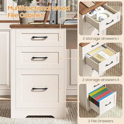 Vabches 59" L-Shaped Executive Desk with 6 Drawers for Home Office, White - color: 59in White With L-shaped