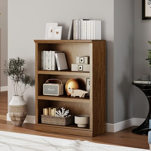 Bevfint 43 Inch Tall Bookcase, Vintage Oak 3-Tier Shelves Bookshelf | Open Storage 33 Inch Wide Floor Standing Indoor Furniture, Book Cases for Home School Library Office Bedroom Kids - color: Vintage Oak, size: 3-Tier Open Bookcase