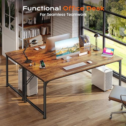 PRAISUN 54 X 24 Inch Deeper Desk with Power Outlets - color: Rustic Brown, size: 53.9*23.6 inch