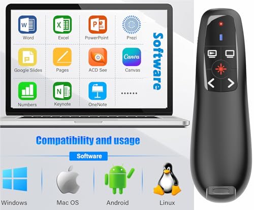 Presentation Clicker with Case Storage, Wireless Presenter Remotes with USB-A&C Receiver,Suitable for Both Desktop Computers and laptops, Mac Keynote,Including Batteries and Storage Bag,LBBYDDLL