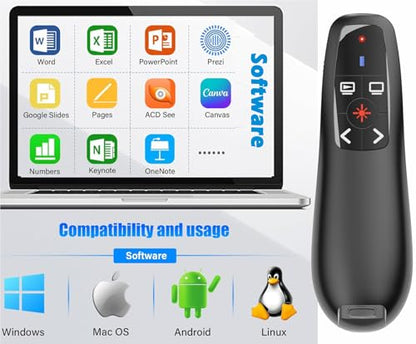 Presentation Clicker with Case Storage, Wireless Presenter Remotes with USB-A&C Receiver,Suitable for Both Desktop Computers and laptops, Mac Keynote,Including Batteries and Storage Bag,LBBYDDLL