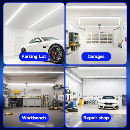 hykolity T8 LED Shop Lights 4FT, 6500K Super Bright White, 40W, 5200LM | V Shape Integrated LED Tube Light, High Output Linkable Shop Lights for Garage Workshop, Built-In On/Off Switch, 4 Pack - size: 4FT