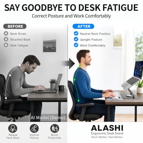 ALASHI 360° Rotating Laptop Stand, Multi-Angle, 10-17", Grey - color: E-Grey