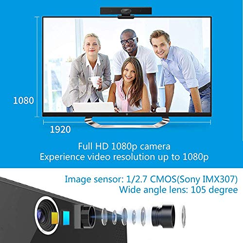 JACKLY Conference Room Camera with Microphone and Speaker, Wide Angle USB Video Conference Camera for Mac, PC, Laptop, Desktop (Black with Inverted Phase) - color: Black with inverted phase