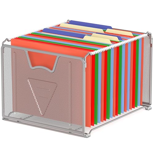 Simple Houseware Mesh Hanging File Folder Organizer, Silver | Fits Letter Size Files, 15.25" x 12.75" - color: Silver, size: 1 Pack