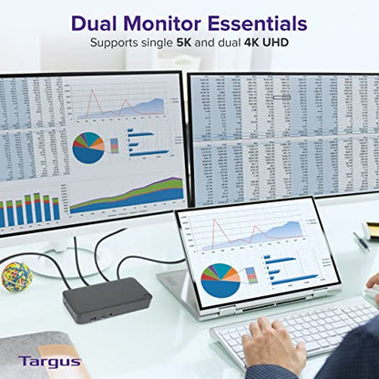 Targus Dual Monitor Universal USB-C DV4K DP Docking Station with 65W Power - Broad Compatibility with a Range of Hosts, Devices, Peripherals, Laptops, and Operating Systems (DOCK315USZ)