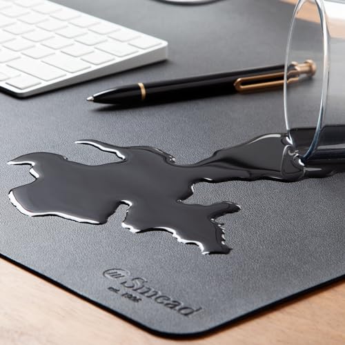 Smead Vegan Leather Desk Pad Mat, Office Desk Mat, Medium, Charcoal Gray | Waterproof desk pad protector, writing mat and desk blotter. Non-slip suede grips under a keyboard, mouse and notepad. - color: Charcoal Gray, size: 15.7" x 31.5"