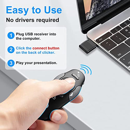 (2 Units) Wireless Presentation Clicker for PowerPoint, Wireless Presenter Remote with Laser Pointer Slide Clickers for Mac/Windows/Linux, Computer/Laptop, Google Slide/PPT/Keynote - style: 2 Units
