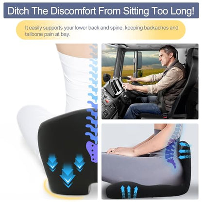 Seat Cushion with Lumbar Support Pillow, Back and Seat Cushion for Office - color: Dark Gray