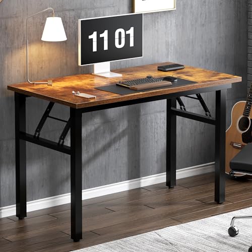 Need Small Folding Computer Desk, 39.4 Inch Writing Table, Rustic Brown - color: Rustic Brown, size: 39.4 inches