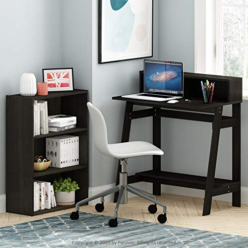 Furinno Simplistic 32-Inch Black Computer Desk, Small Office Desk, Rectangular Home Office Desk with Shelf, Gaming Desk for Home Office, Bedroom, Study Room, Black Espresso