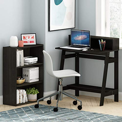 Furinno Simplistic 32-Inch Black Computer Desk, Small Office Desk, Rectangular Home Office Desk with Shelf, Gaming Desk for Home Office, Bedroom, Study Room, Black Espresso