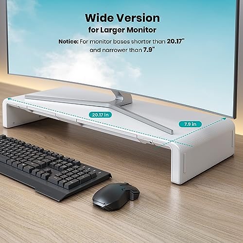 Monitor Stand Riser, Klearlook Foldable, Height Adjustable Computer Stand, Desk Shelf Riser with Storage Drawer &Tablet Phone Stand for Desktop, Laptop (White) - color: White