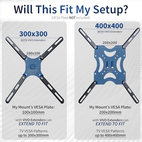 VIVO Black VESA Extension Adapter for 32-55 in TV Screens, MOUNT-AD400B - size: 200mm extension