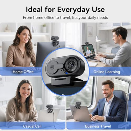 EMEET C100 1080P Webcam for PC w/Rotating Privacy Cover, Mic & Metal Clip | Computer Camera for Home Office, Meetings, Learning, Streaming, External Webcam for Desktop, Laptop, PC USB-A - style: Smooth 1080P w/ Stable Fixed Focus