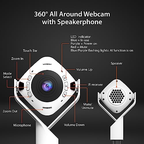 j5create 360 All Around AI-Powered Conference Room Camera with Speakerphone, Smart-Tracking, Auto-Framing, Include a Remote Control (JVU368) | Speakerphone, Smart-Tracking, Auto-Framing, Include a Remote Control (JVU368)