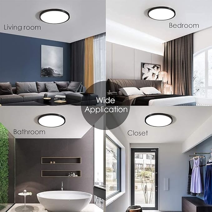 16Pack 12Inch 3200LM LED Flush Mount Ceiling Light,28W White 6000K,120V Slim Surface Mount Ceiling Light Fixture for Kitchen Bedroom Living Room - size: 16Pack-28W-12Inch-Round