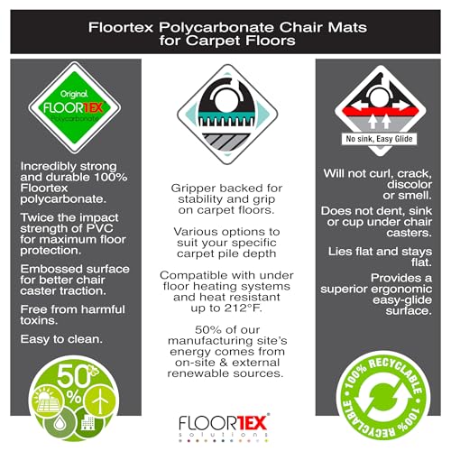 Floortex Valuemat Plus Chair Mat, 48" x 60", Designed for Low-Pile Carpet, Clear Polycarbonate (FR1115020ER) - size: 48" x 60"
