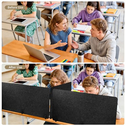 5 Pcs Desk Divider Deep Gray Desk Privacy Partition Reducing Noise Visual Distraction Divider Stand up Freestanding Cubicle for School Office Home (24 x 48, 24 x 24 Inch)