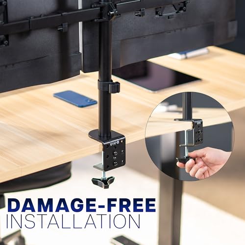 VIVO Dual LCD LED 21 to 32 inch Monitor Desk Mount, Heavy Duty, Adjustable Telescoping Arms, Flush Wall Setup, Fits 2 Screens, Black, STAND-V002E - color: Black, size: 21" to 32"