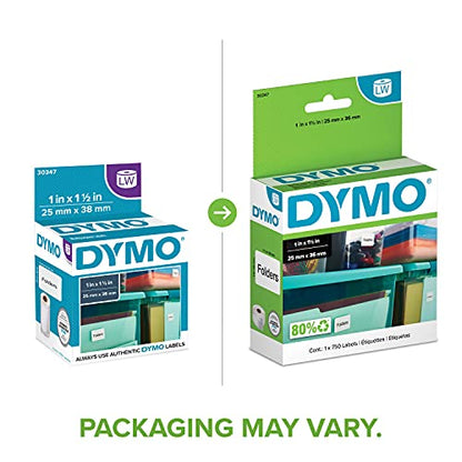DYMO Authentic LW Library Book Spine Labels, for LabelWriter Printers, White, 1" x 1-1/2", 1 Roll of 750 - size: Small