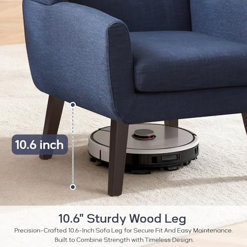 HUIMO Living Room Chairs Set of 2,Upholstered Button Linen Accent Chair | Mid Century Fabric Modern Armchair,Comfy Arm Club Sofa Chairs for Living Room Reading Bedroom,Waiting Room Dark Blue 2PCS - color: Dark Blue