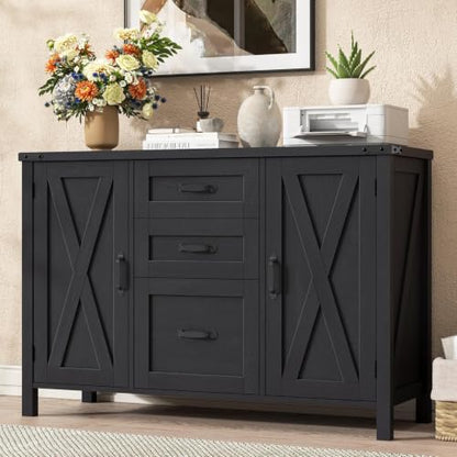 Vabches File Cabinet with 3 Drawers Fits Files Letter/A4 Size, Rustic Black - color: Rustic Black