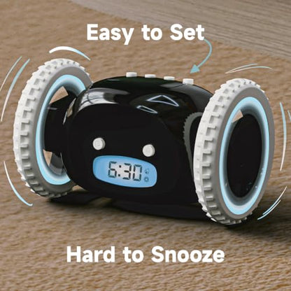 CLOCKY Runaway Digital Loud Rolling Alarm Clock for Heavy Sleeper Adults - color: Black