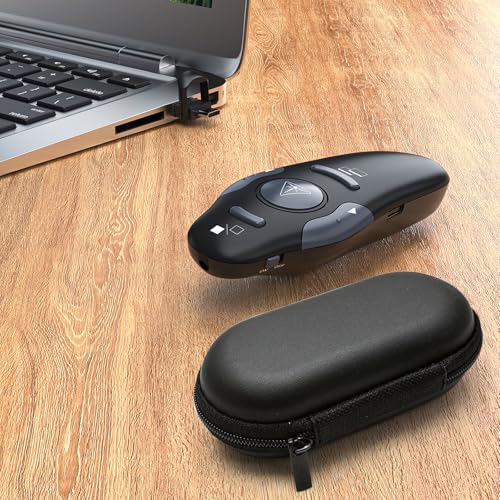 Presentation Clicker with Storage Case, Rechargeable 2-in-1 USB-A & USB-C | Protective Storage Case, 2-in-1 USB-A & USB-C Receiver, Plug & Play, 50FT Range, PowerPoint, Keynote, Mac & Windows - style: Red Light+Case