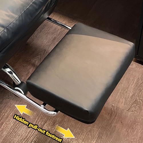 Big & Tall Office Chair with Footrest, High-Back Leather Executive Desk Chair with Lumbar Support and Padded Armrests, for Bedroom, Study, Gaming Room, Living Room, Office, and Study(Black) - color: Black
