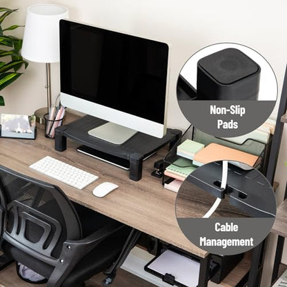 Mind Reader Monitor Stand, Height Adjustable, Desktop Organizer, Laptop Riser, Office, 17.25"L x 13.25"W x 4"H, Black - style: Monitor Stand
