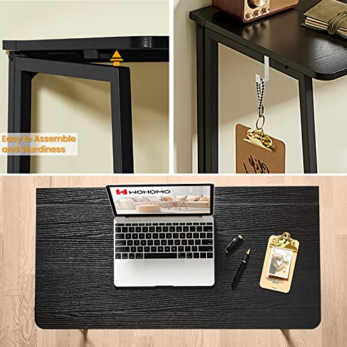 WOHOMO Folding Desk, 31.5" Foldable Computer Table for Small Spaces, Black - color: Black, size: Small Size:31.5 x 15.7