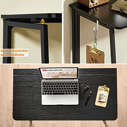 WOHOMO Folding Desk, 31.5" Foldable Computer Table for Small Spaces, Black - color: Black, size: Small Size:31.5 x 15.7