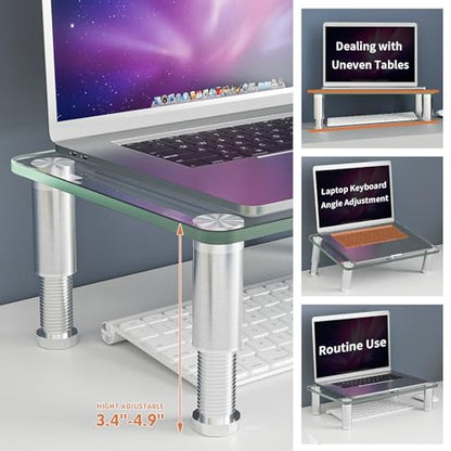 Hemudu 2 Pack Computer Monitor Riser with Height Adjustable Multi Media Desktop Stand for Flat Screen LCD LED TV, Laptop/Notebook/Xbox One - color: Clear