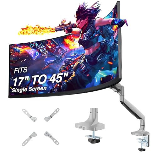 AVLT Single Monitor Arm Desk Mount for 17-45" Screens, Heavy Duty - Gray - color: Gray