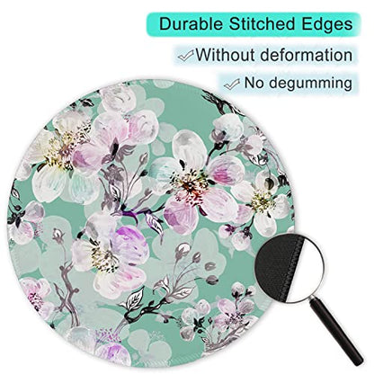 ITNRSIIET Round Mouse Pad with Stitched Edge Premium-Textured Waterproof Non-Slip Rubber Base Desktop Protection Mat Diameter 8.7 inches, Beautiful Flower Art - color: Beautiful Flower Art