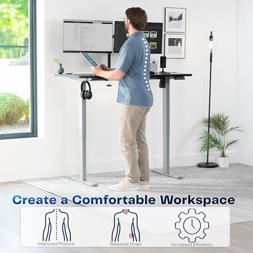 VIVO Black 55 x 28 in Standing Desk, DESK-KIT-1G55B - color: Black Top / Gray Frame, size: 55 x 28-inch