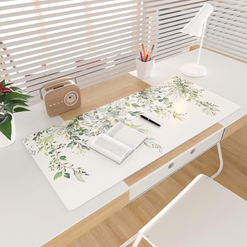 Colorful Star Green Leaves Waterproof Office Desk Mat, 31.5" x 15.7" - color: Eucalyptus Leaves, size: 31.5" x 15.7"