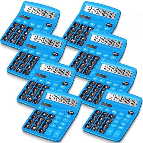 8 Pack 12 Digits Calculator Bulk Calculators Desktop Solar and Battery Dual Power Large LCD Display and Sensitive Butto Handheld for Office, School, Home(Dark Blue) - color: Dark Blue