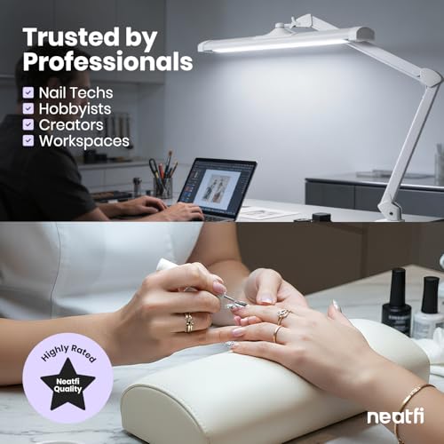 Neatfi Ultra 3,500 Lumens LED Desk Lamp w/Clamp, 26-Inch, Non-CCT (White) - color: White, size: 26-Inch Wide Shade