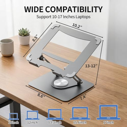 ALASHI 360° Rotating Laptop Stand, Multi-Angle, 10-17", Grey - color: E-Grey